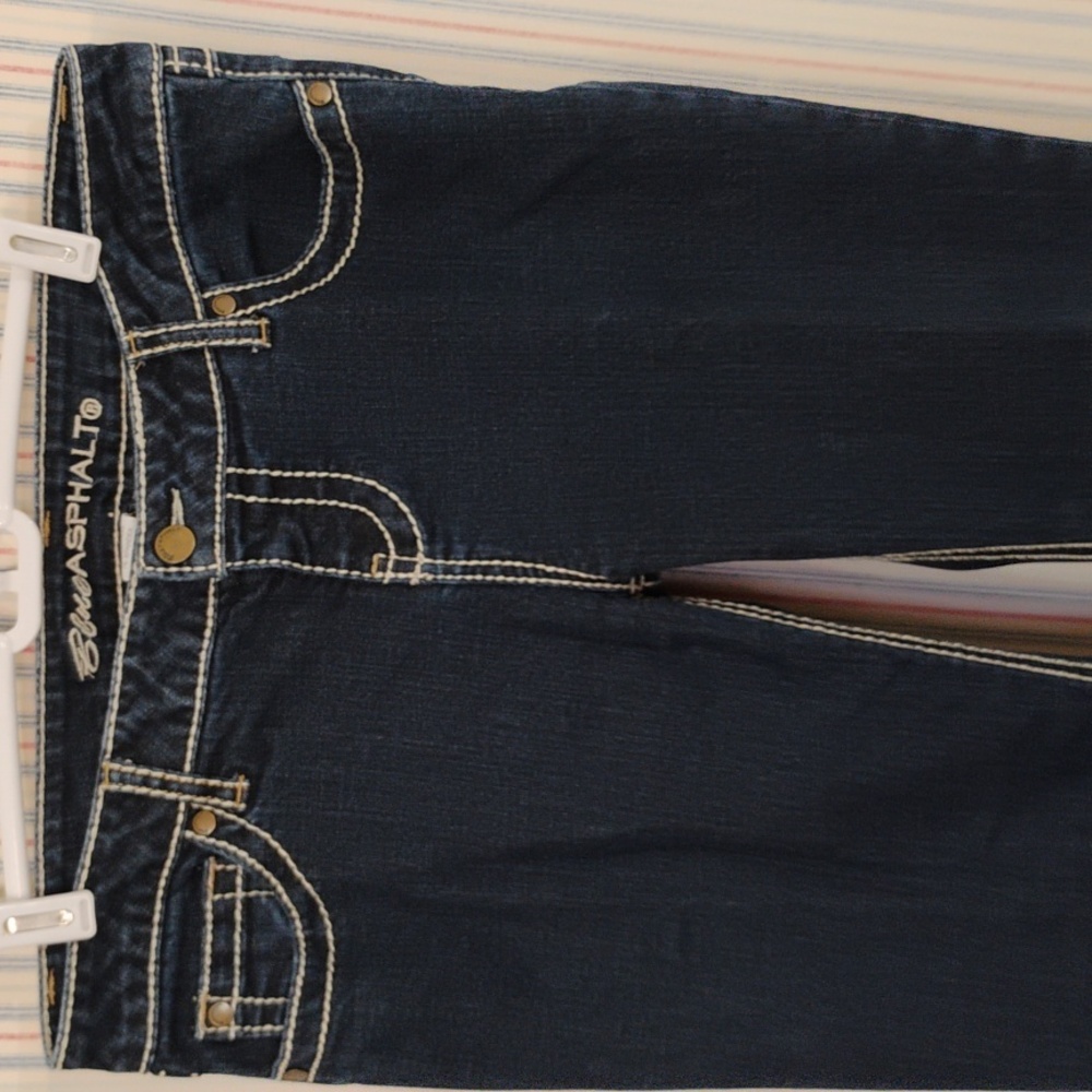 Blue Asphalt Boot Cut Jeans  Five-Pocket Design And Contrasting Stitching 13 - Picture 2 of 9